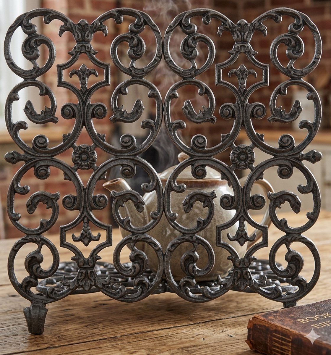 Kaminscherm 2-Delig Zwart 76 x 76 cm – Decoratief Metalen Vonkenscherm met Ornament Design voor Open Haard en Woonkamer – Mobili Bella