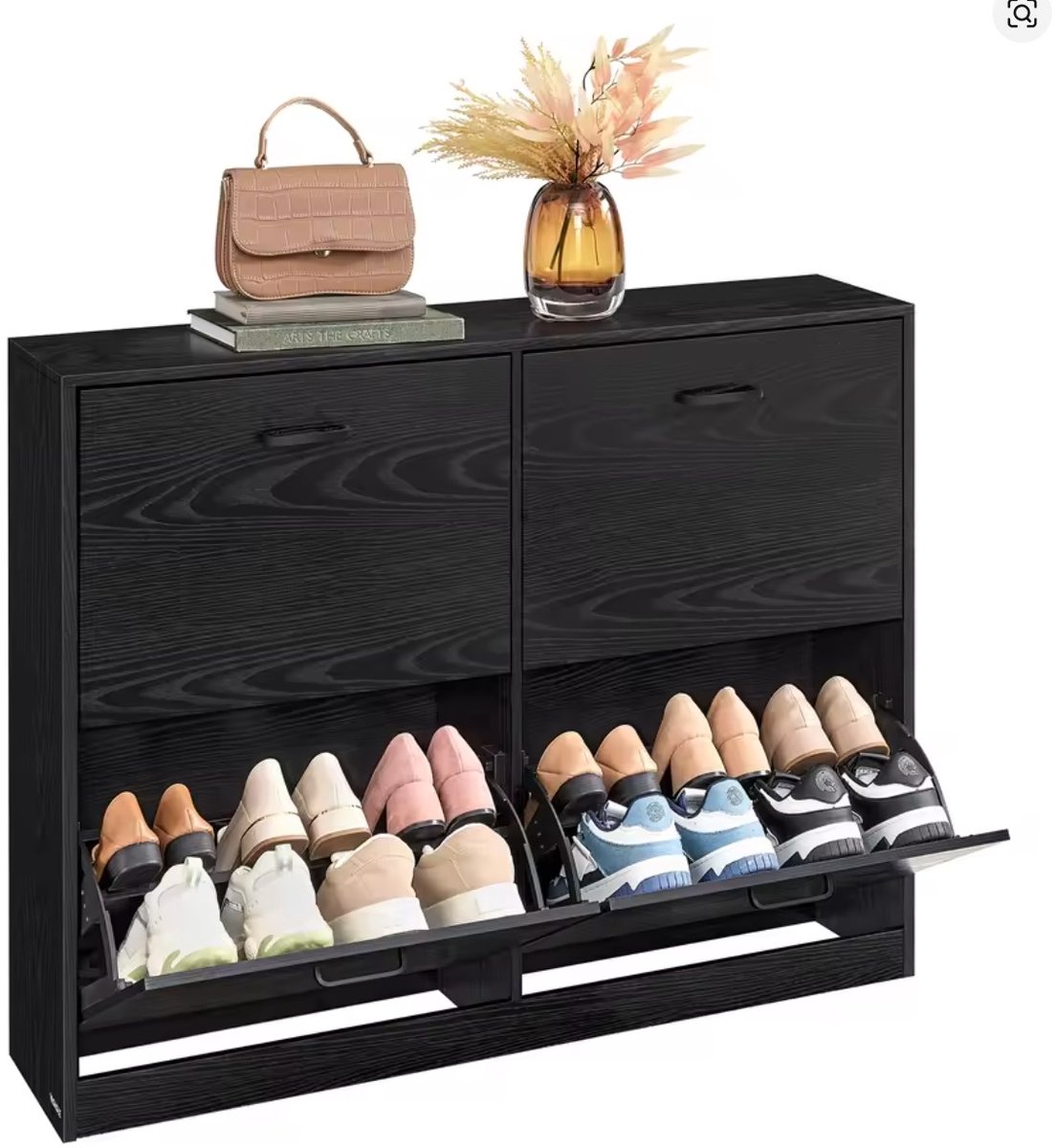LeeuwenChoice® Schoenenkast 4 Lades - Schoenenrek Muurgemonteerd - Schoenenopslag Wand - Voor 16-28 paar schoenen - 24x105.5X82.7 cm