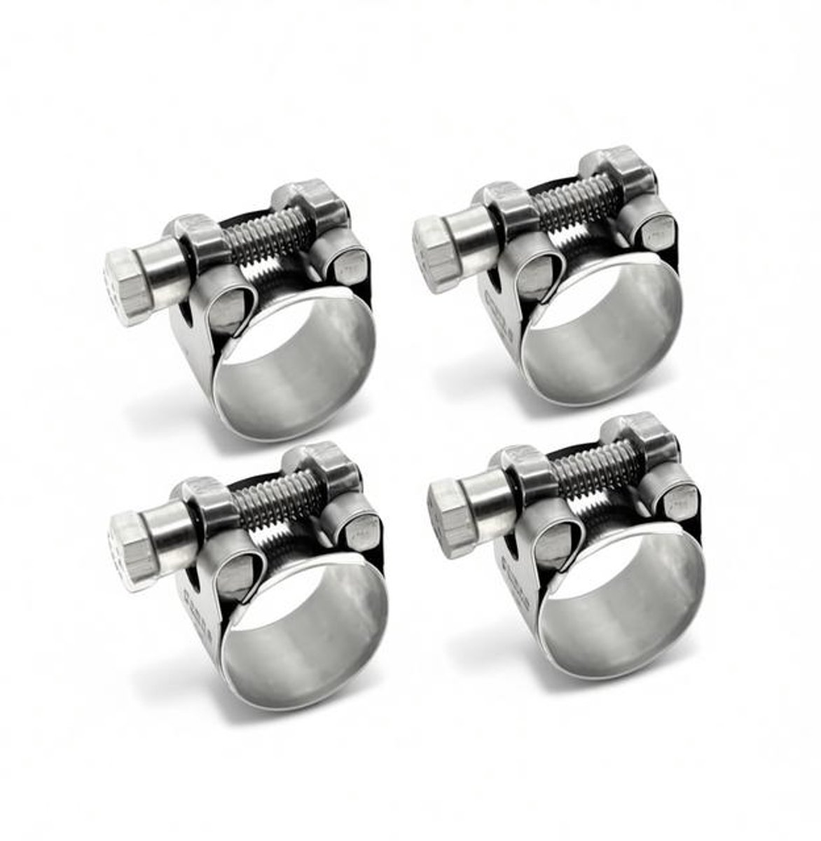 ElleMooi Heavy Duty Slangklemmen 23-25 mm, 304 RVS T-boutklemmen, 4 stuks, Breedband brandstofinjectieslangklemmen