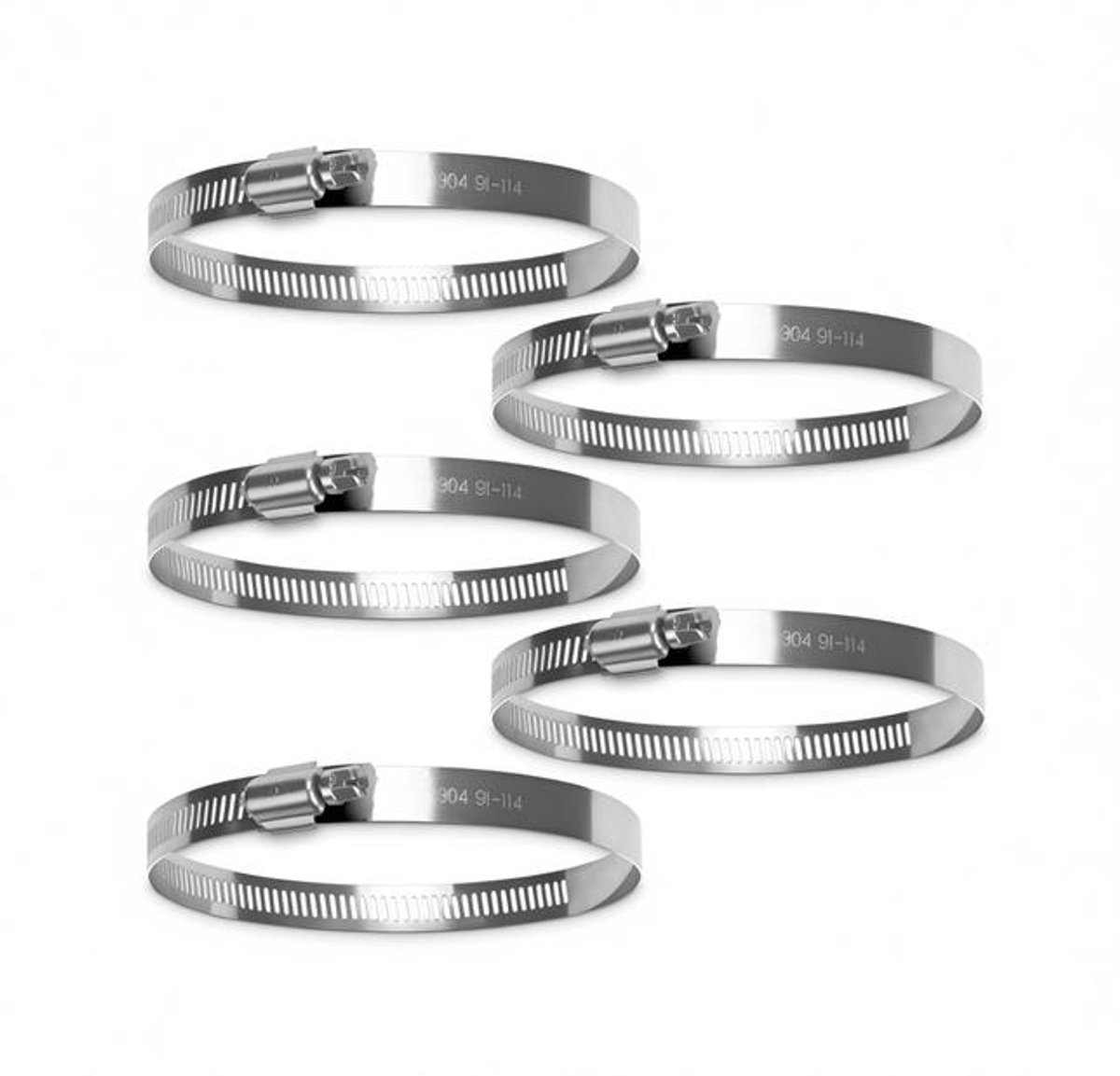 ElleMooi Set van 5 slangklemmen, 91-114 mm, verstelbare buisklemmen voor slangen en buizen