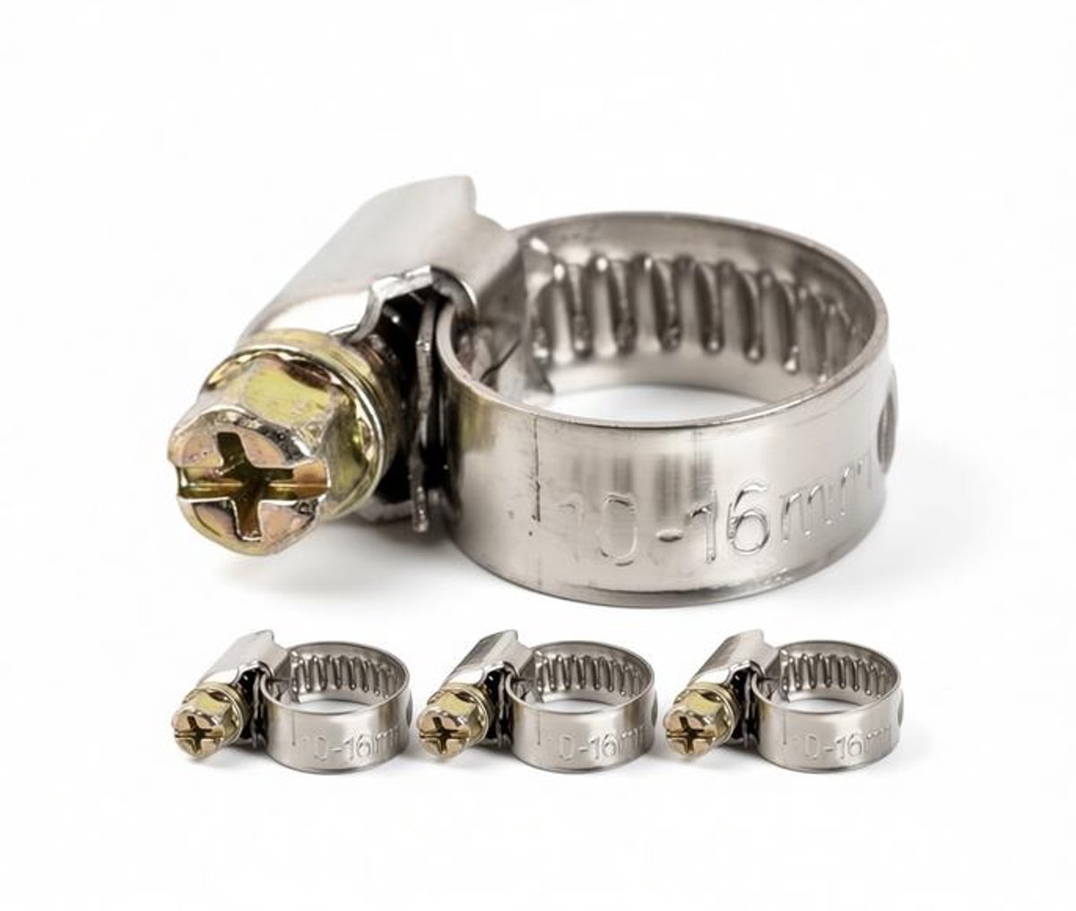 ElleMooi Slangklemmen met wormaandrijving W2 roestvrij staal – klembereik 10-16 mm – set van 4 stuks – 9 mm bandbreedte – voor wasmachine, vaatwasser, tuin, zwembad