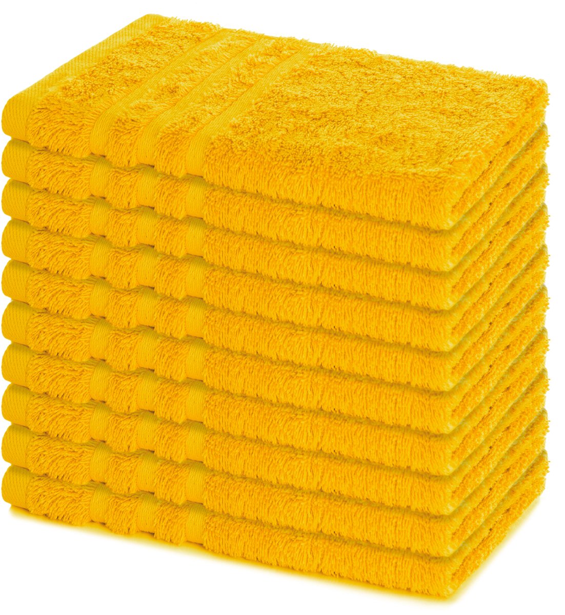 Lavea® Set van 10 handdoeken 30x50 cm, 100% katoen – Zacht en absorberend – Voor thuis, hotel, spa en gasten – Perfect als handdoek / gastendoekje – Koolzaadgeel