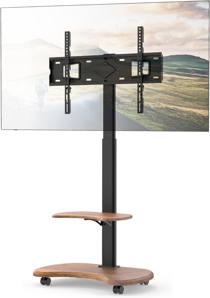 TV Stand - Draaibare Trolley - Flexibel Televisie - Inclusief Houten Plank - 32-70 Inch - Walnoot