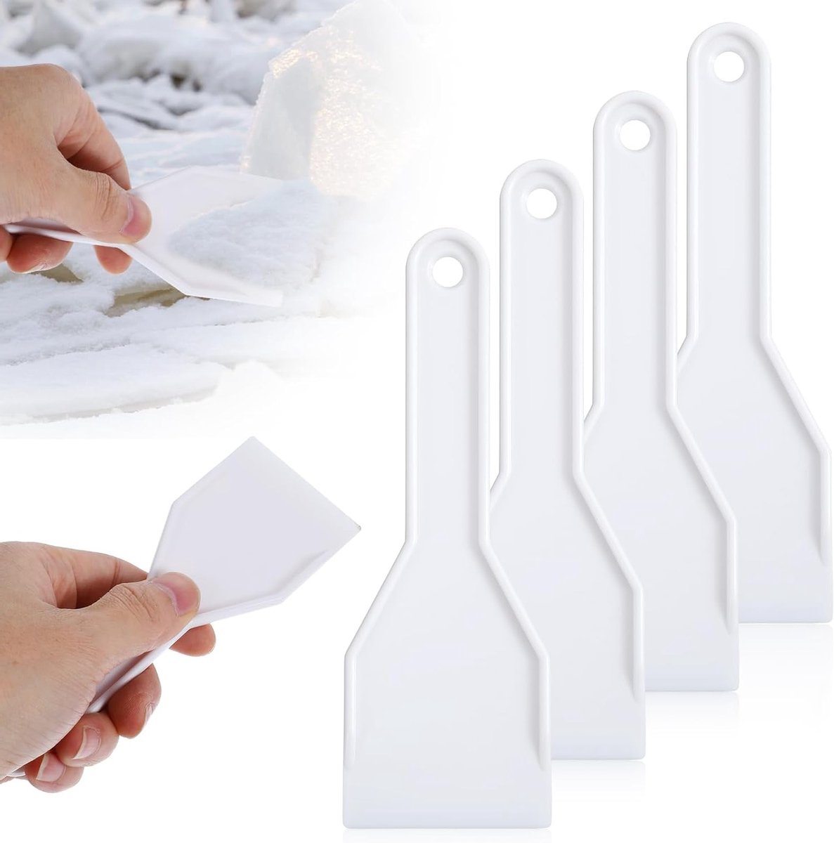 4 Stuks IJs- en Sneeuwschraper voor Koelkast, Effectieve Plastic Schraper voor Ontdooiing en Schoonmaken van Vriezer, Ideaal voor Koelkastonderhoud en IJsverwijdering