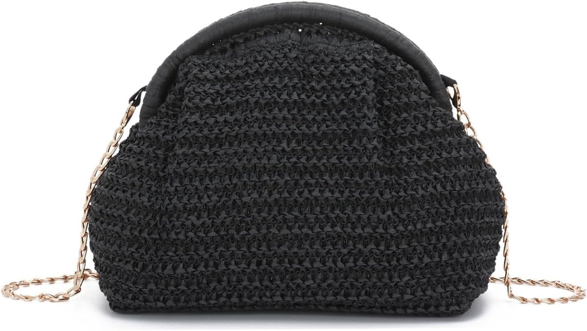 Woven Strandtas voor Dames - Ideaal voor Zomer, Strand en Avonduitjes met Schouderband