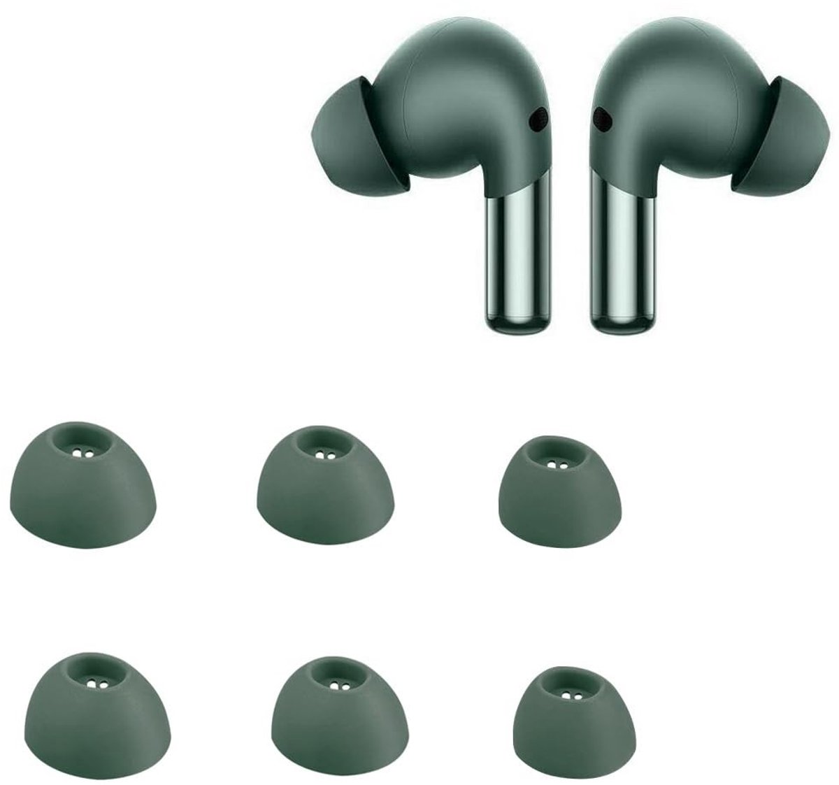 Dailygoods - Vervangende Siliconen Oordopjes voor In-Ear Hoofdtelefoons, 6 Stuks (Groen)