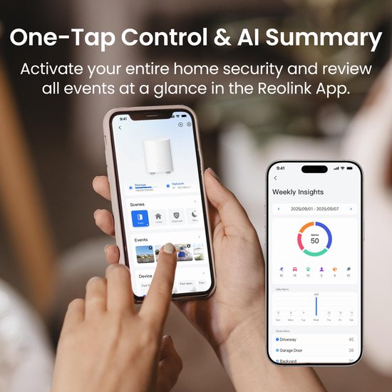 Reolink 5MP Draadloos Beveiligingscamerasysteem - AI-samenvatting - Slimme Detectie - IP67 Waterdicht - Hub 1 Lite + 2x Argus Serie B330 van Reolink — afbeelding 2