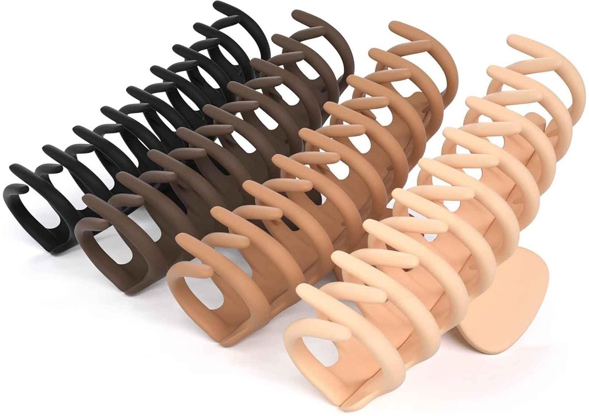 Dailygoods- Haarklauwclip Groot - Lichtgewicht - Antislip - 4 Stuks - Matte Afwerking - Comfortabel voor Dik Haar - Haarclip