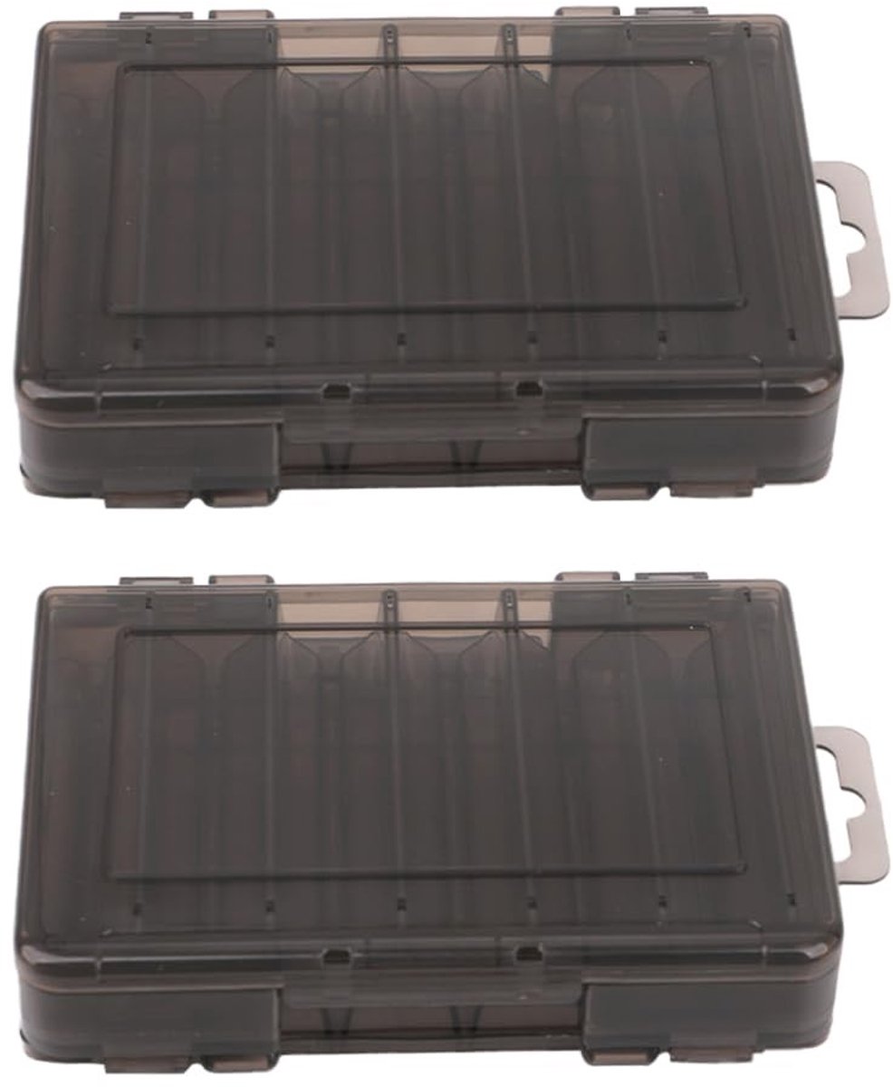 Dailygoods- Aasdoos Dubbelzijdig - 12 Compartimenten - Transparant Deksel - Waterdicht - Handvat - Compact 3,8 x 10,3 x 3,1 cm - Visdoos