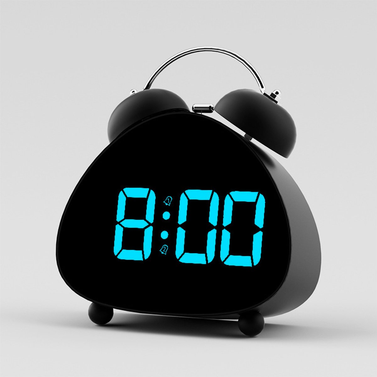 Wekker-LED display-mechanische bel-luid geluid-elektronische klok-kinderwekker-batterijgevoed (batterijen niet inbegrepen)HL Zwarte behuizing, blauwe lamp
