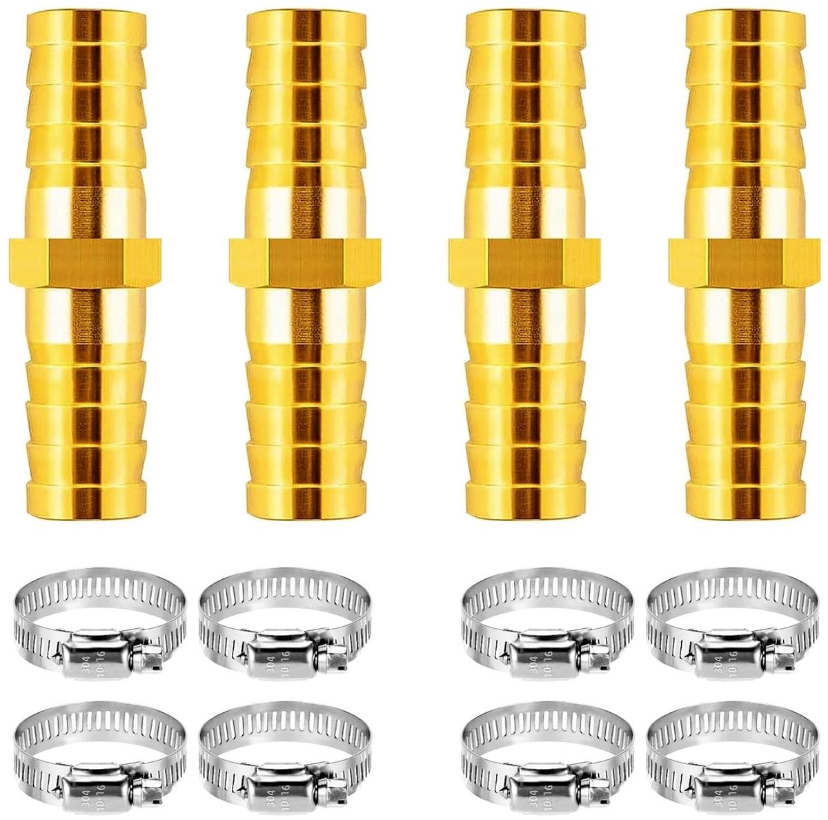 SMOAKEZ- Tuinslang Reparatieset - 4-delige Set - Roestvrij Stalen Klemmen - Water Slang Connector - Slang Splitter - Eenvoudige Installatie