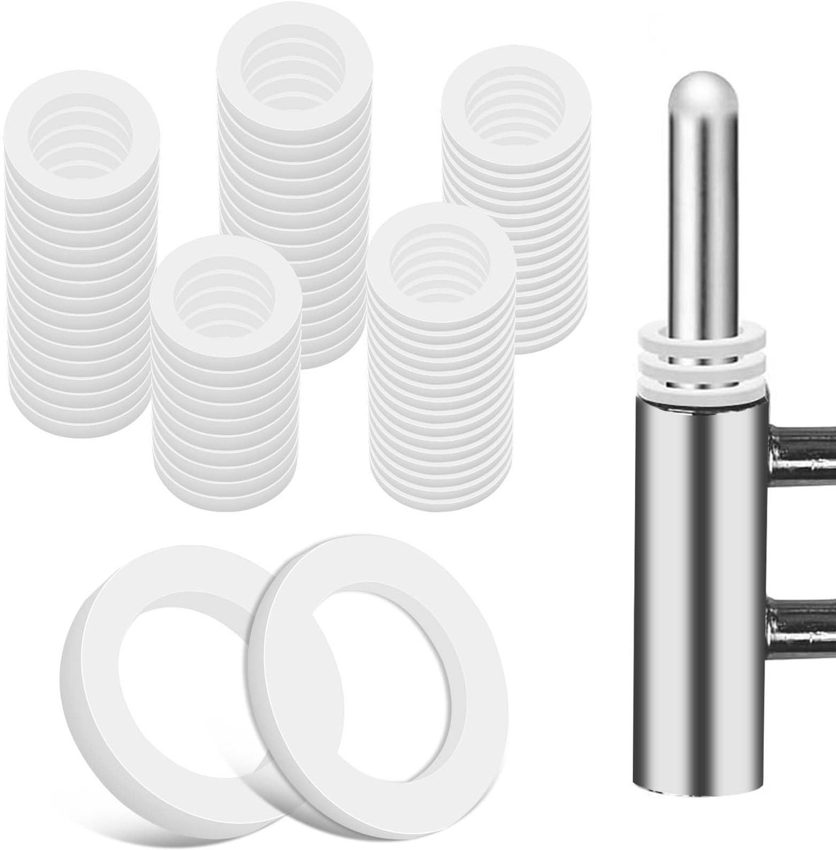 Dailygoods- Fitschenringen 100 Stuks - Sluitringen - Montageringen 10 mm x 15 mm - Afstandhouders - Kunststof - Voor Kamerdeuren - Deursluitringen