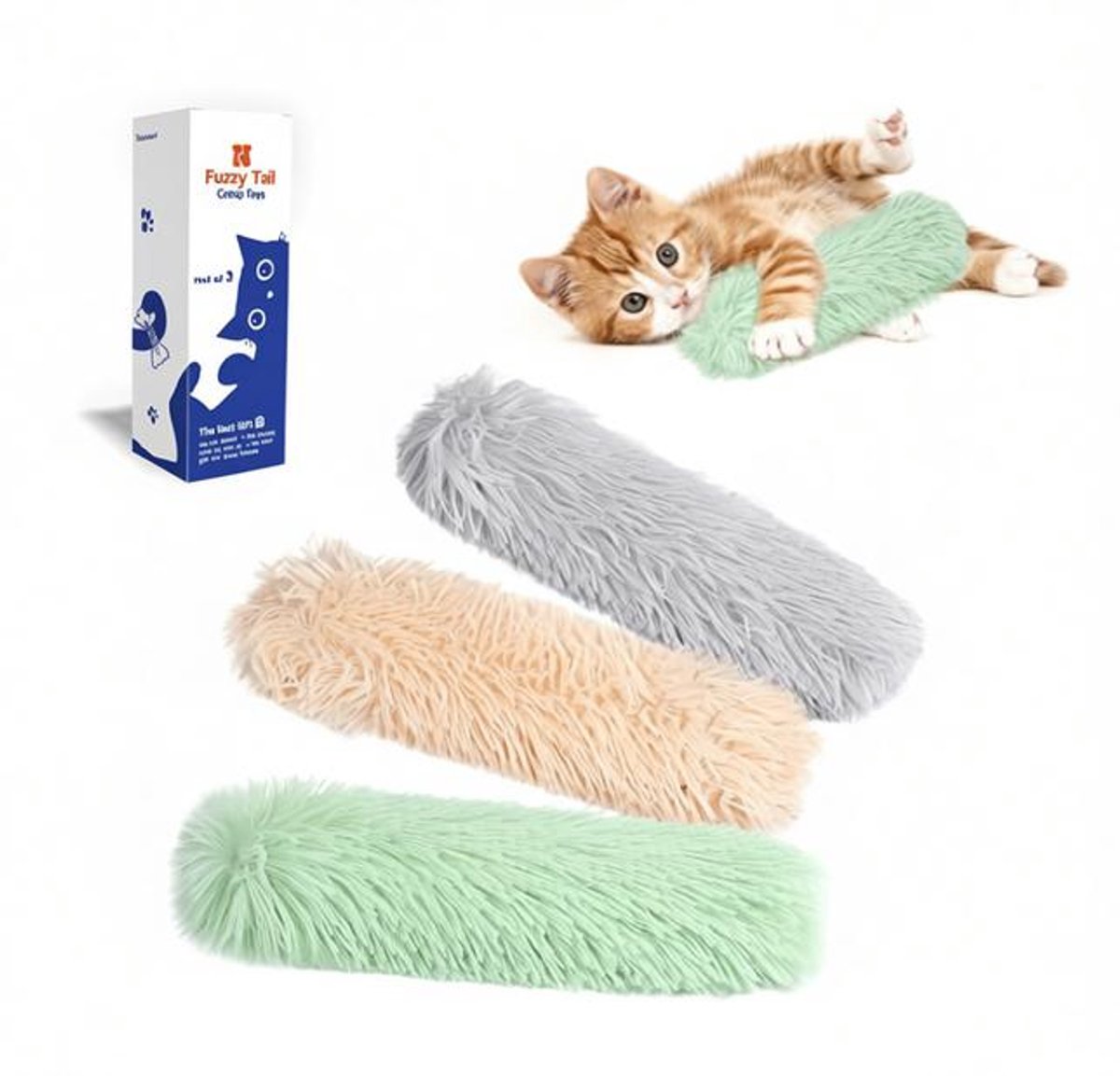 ElleMooi Kattenspeelgoed Kussens 3-delig - Zacht Pluche met Kattenkruid en Kreukgeluid - Interactief Binnenspeelgoed voor Katten en Kittens