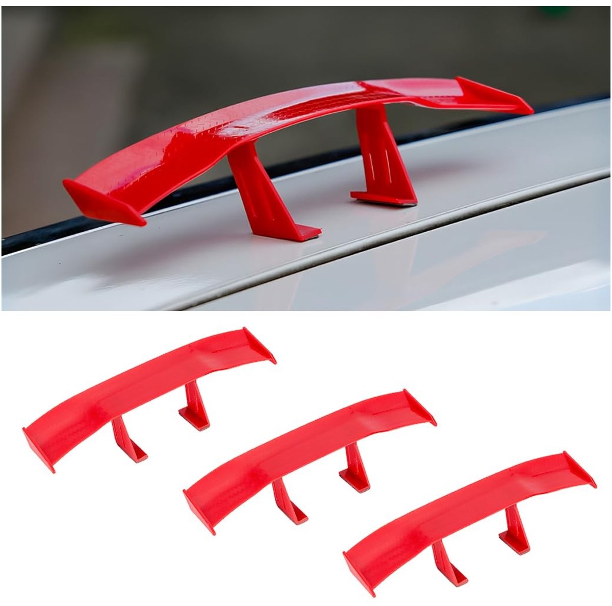 Dailygoods - 3PCS Auto Mini Spoiler Wing - Universele Carbon Fiber Decoratie voor Auto Exterieur (Rood)