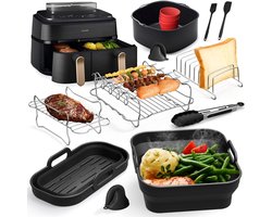 Accessoires Heteluchtfriteuse voor Philips Airfryer 3000-5000 Serie 9L, Opvouwbare Siliconenvorm Herbruikbare Ovenschaal voor Philips Dual Basket Airfryer NA350/NA550 9L