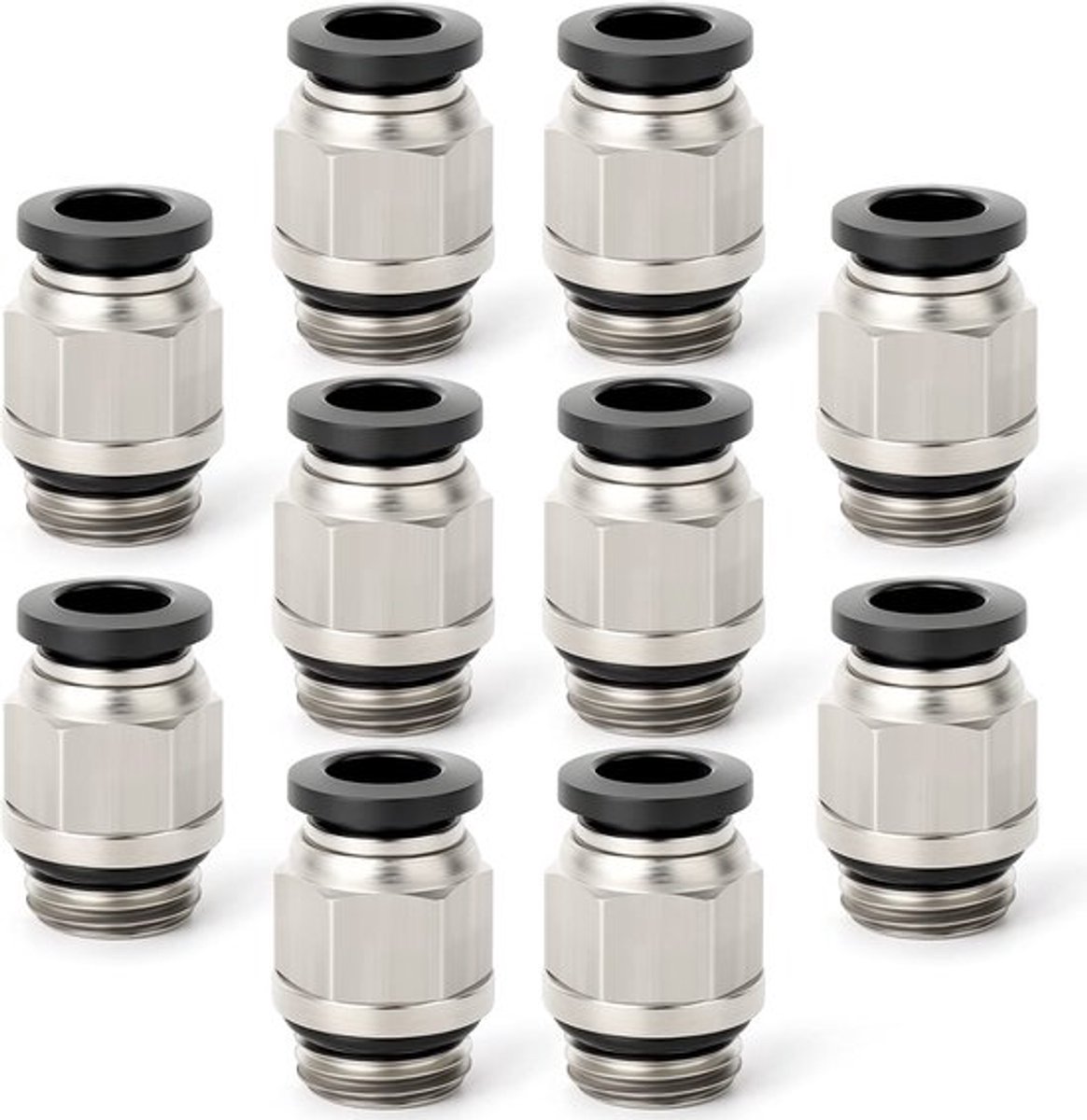 Allecto - 10 Pcs Mannelijke Push-In Connector - 8mm Buis Od - Hoge