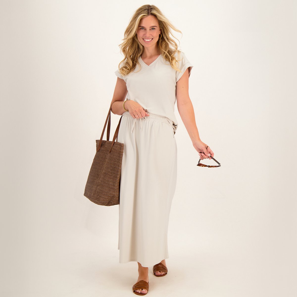 Je m'appelle Travelstof Dames Rok Met stretch - Wit - Maat M
