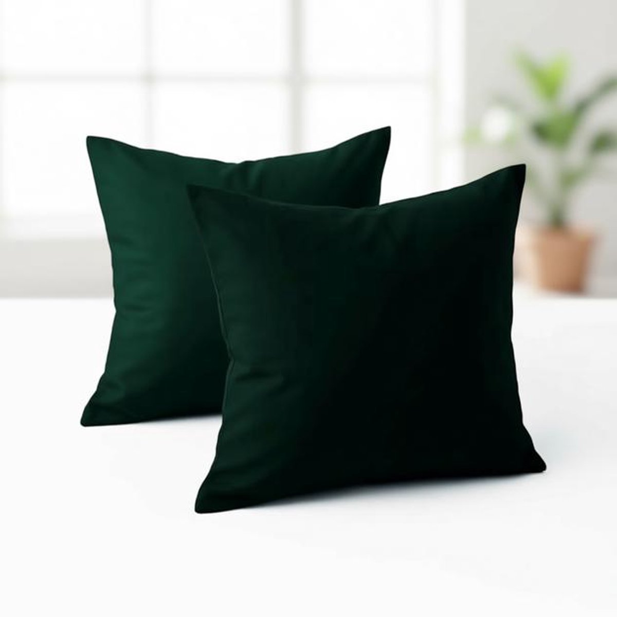ElleMooi Kussenslopen 50x50 Versterkt Katoen Set van 2 - Groen - 57 draden/cm² - Oeko-Tex Gecertificeerd