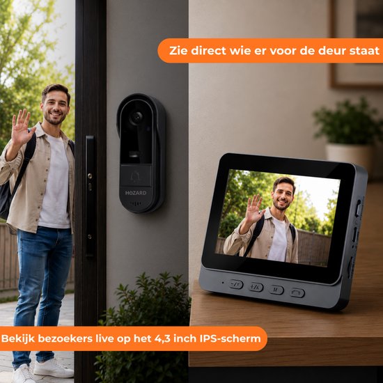 Hozard® Deurbel met camera - Video Deurbel - 4,3 inch IPS-Scherm van Merkloos — afbeelding 5
