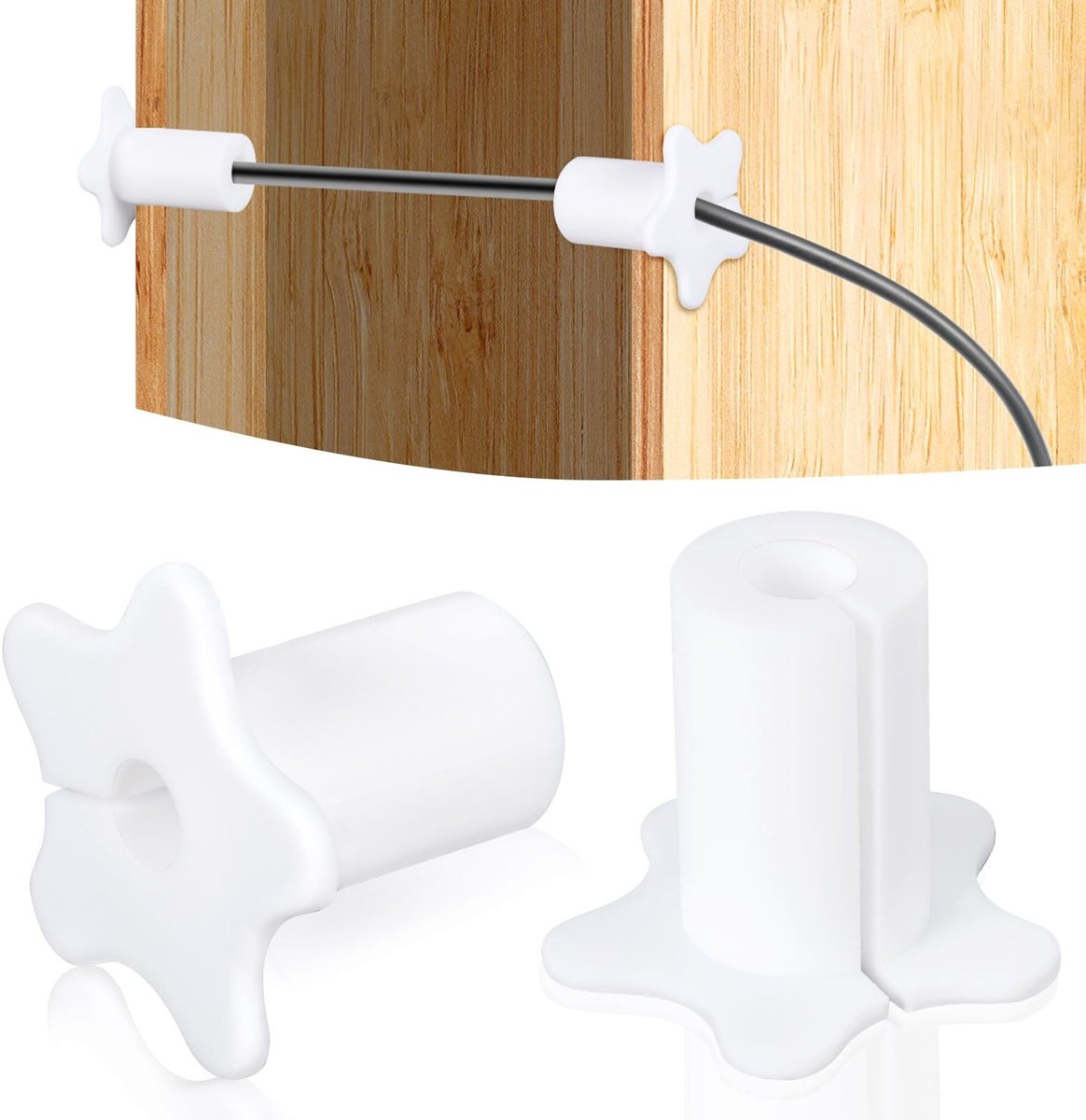 Dailygoods- Kabeldoorvoerset 2 Stuks - Siliconen Kabeldoorvoerbussen - Wanddoorvoer voor Kabels - Geschikt voor Starlink - Afmetingen 3,4x1,6x2,8 cm - Wit - Kabeldoorvoer