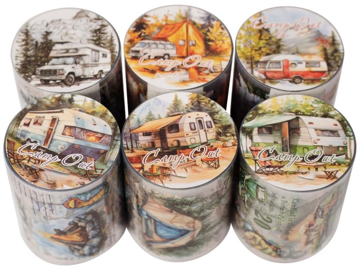 Dailygoods- Stickertapes 6 Rollen - Decoratieve Stickers - Knipbare Tape - Hoogwaardig PET - Waterdicht - Creatieve Patronen