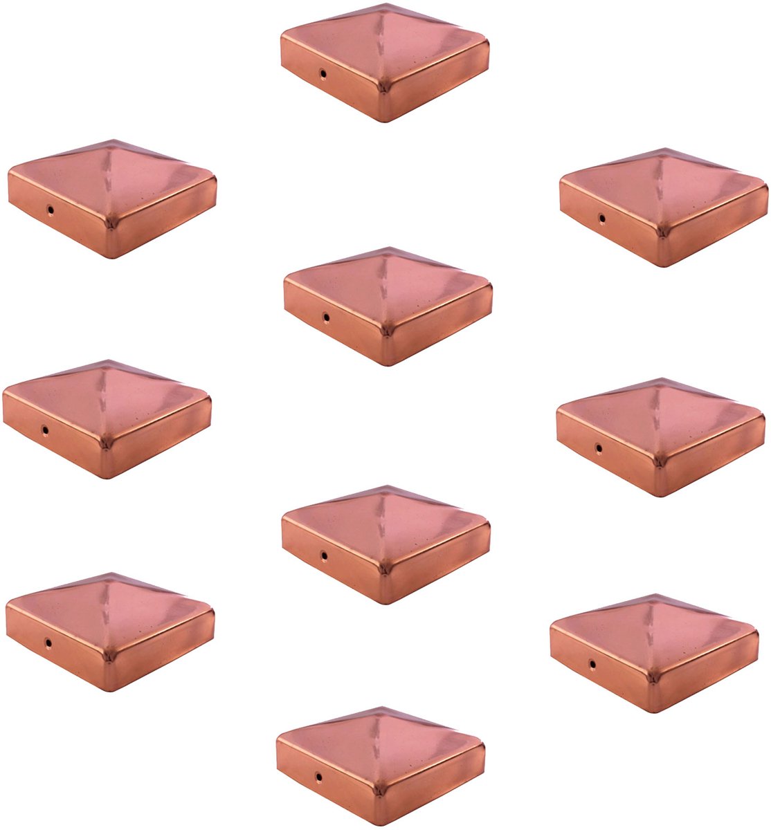 TRUTZHOLM - Paalkap Koper - 91 mm - Piramide - Afdekkap voor Palen 9x9 cm - Houtbescherming - 10 Stuks Set
