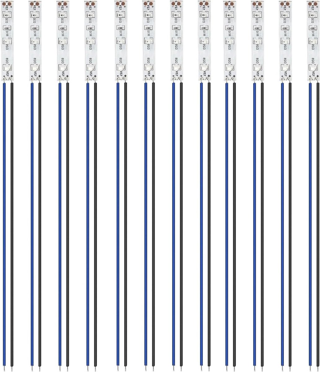 12 Stuks 50 mm Voorbedrade LED SMD 2835 Modelbouw 12-18 V LED Strips in Blauw voor Verlichting en Decoratie