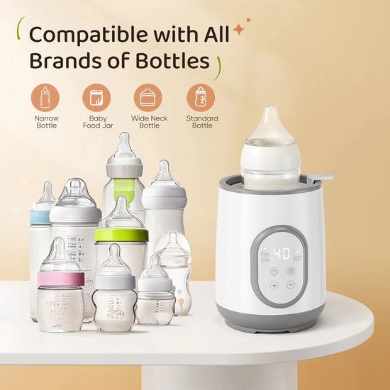 LUMÉ STORE Flessenwarmer - Babyvoeding - Flessenverwarmer - 8-in-1 - Draadloos - Sterilisator - Aanraakscherm - 200ml - Wit — afbeelding 3
