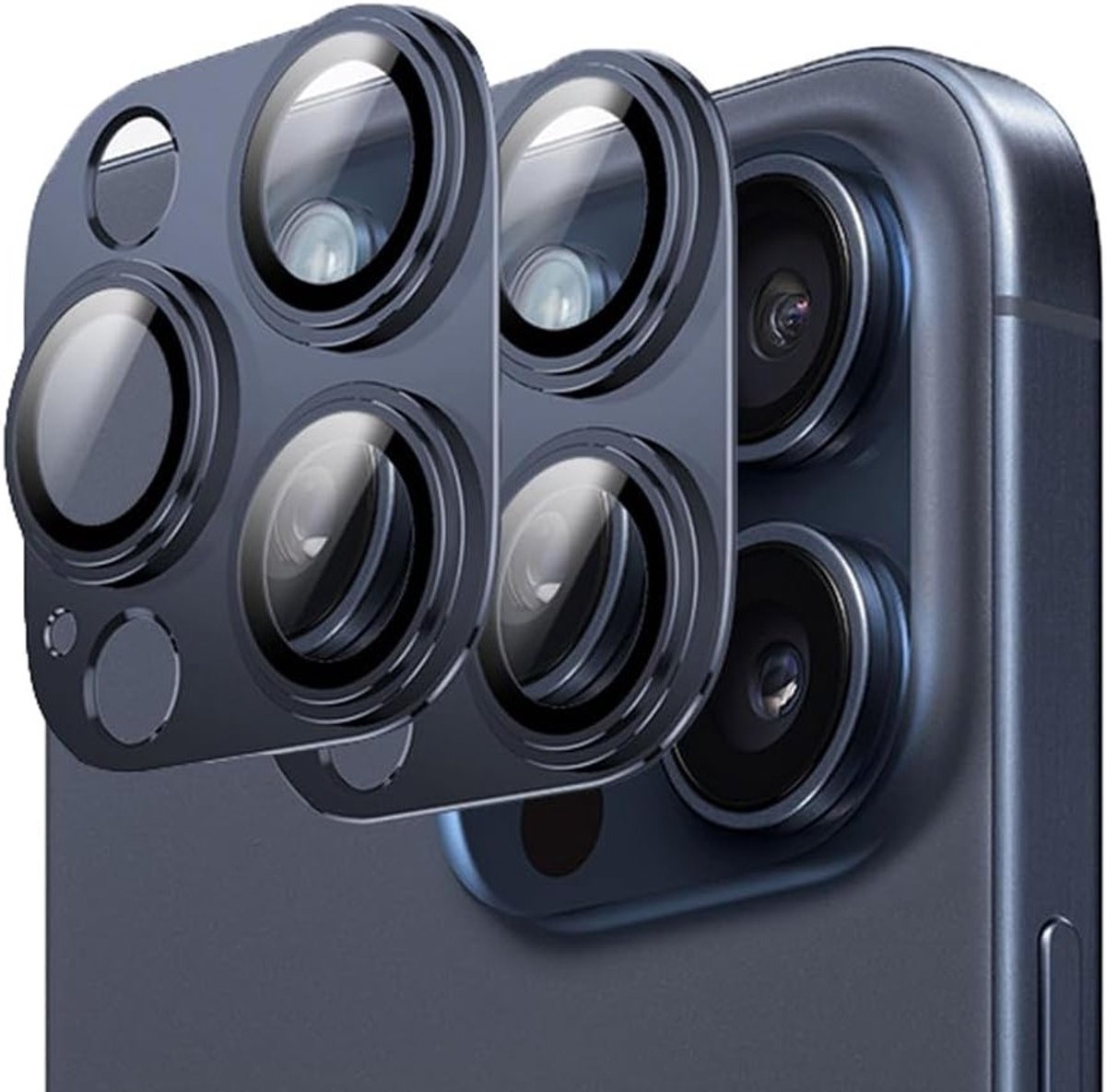 Camera Lens Bescherming voor iPhone 15 Pro Max en Pro - 2 Stuks, Ultra Dun, Krasbestendig, Sapphire Glas en Aluminium Alloy, Sterke Hechting