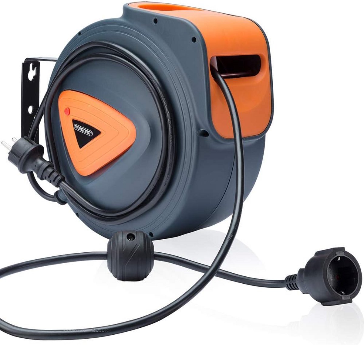 Automatische Kabelhaspel - Stroomkabel Rol - Werkplaats Organisatie - 180 Graden Draaibaar - 20 Meter Kabel - Zwart