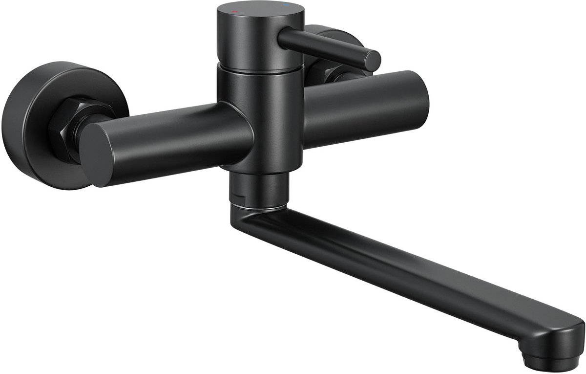 CECIPA max Wandmontage kraan Zwart - Keukenkraan Wandmontage - Wandkraan onderuitloop - Wandmontage kraan met hendel