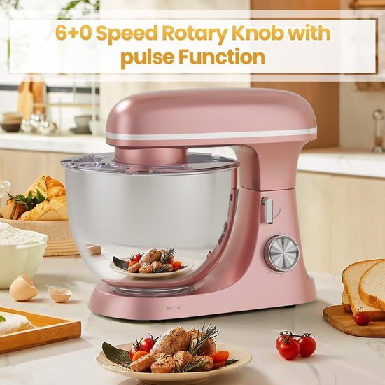 Keukenmachine - Mixer Kom - Bakken En Koken - Krachtige Planetaire Beweging - 8.5 Liter - Roze — afbeelding 5