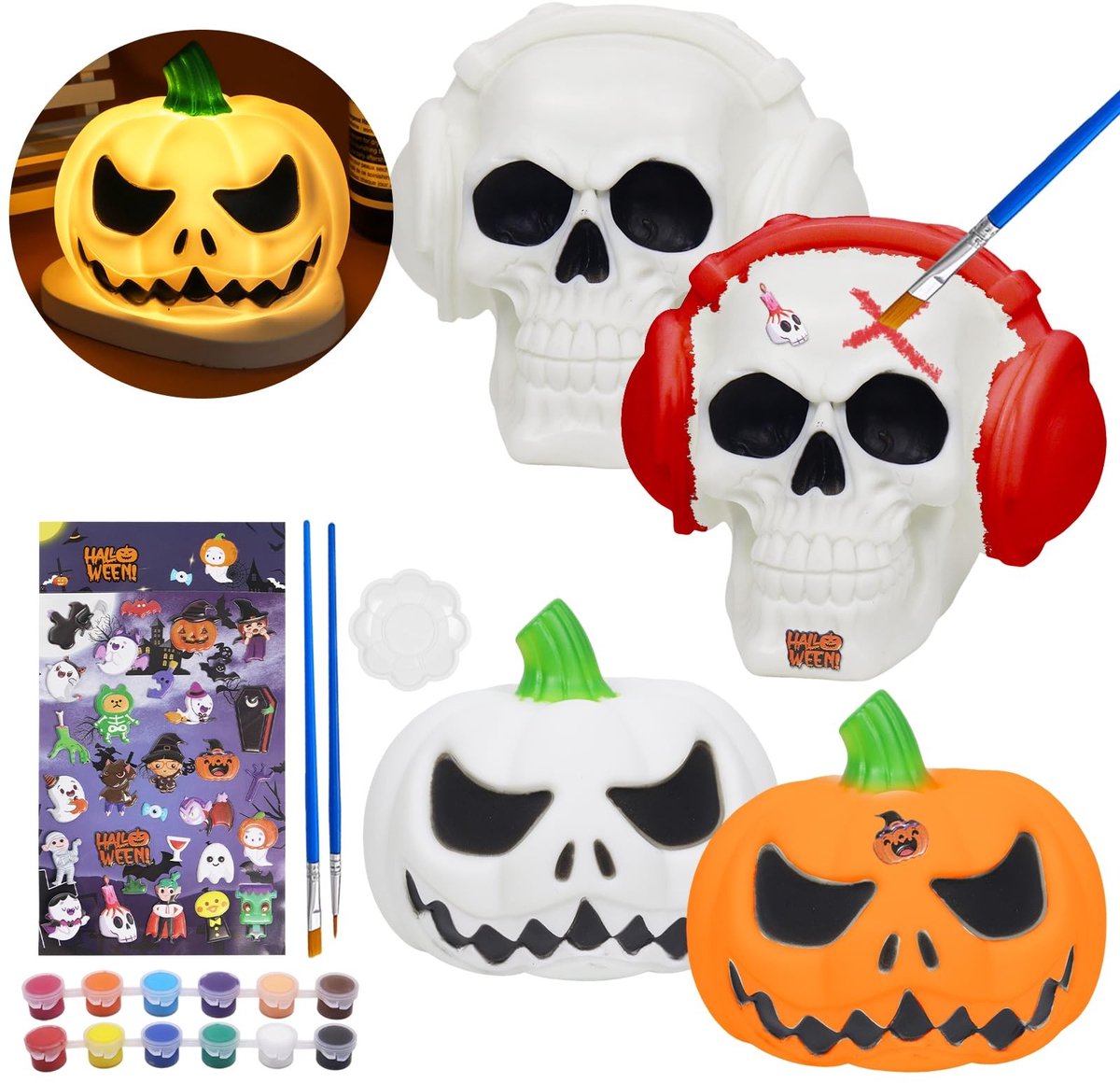 Dailygoods - Doe-Het-Zelf Halloween Nachtlampje met Spook en Pompoen