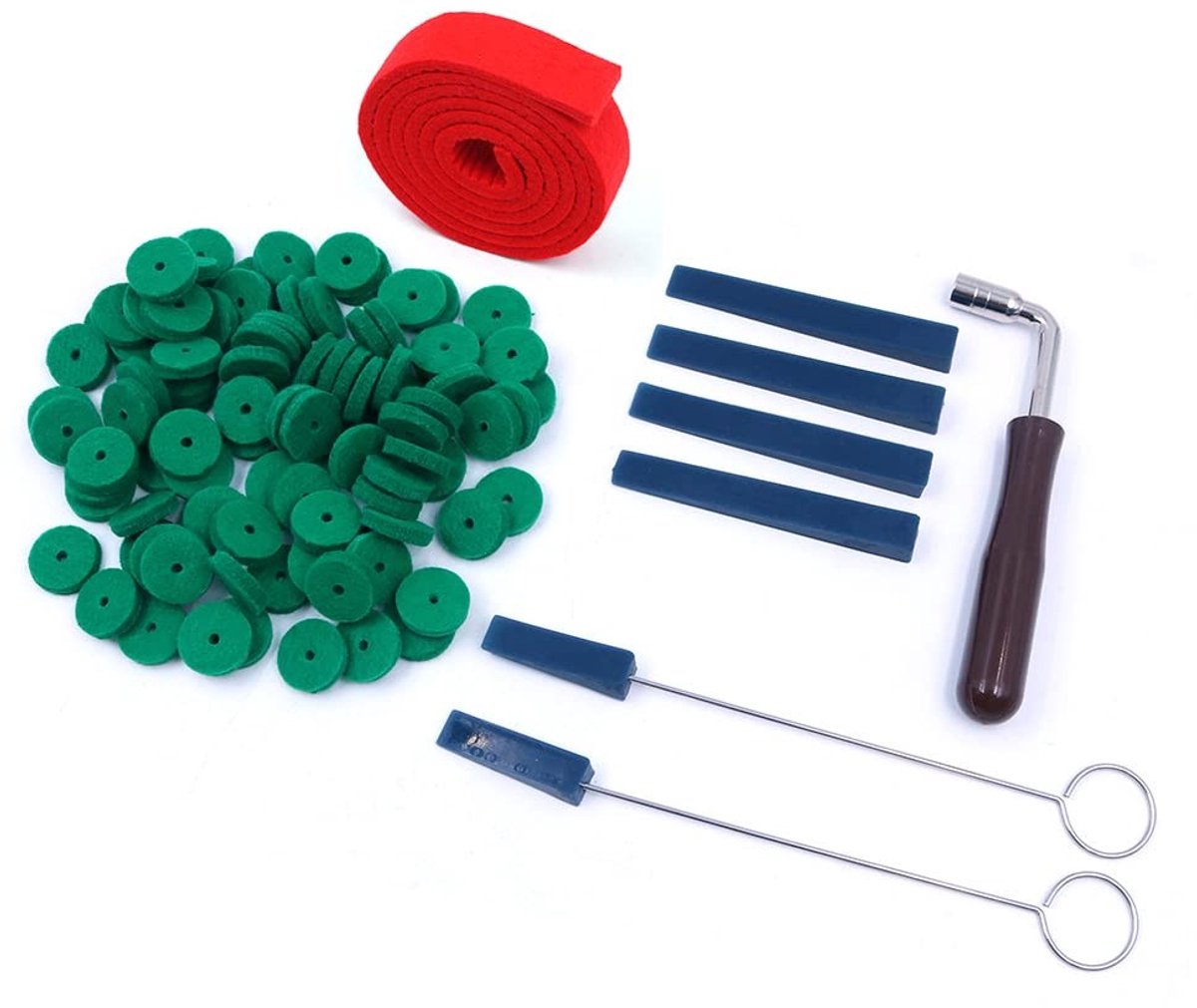 Dailygoods- Piano Stemset Professioneel - Stemhamers - Rubber Dempers - Vilt Toon Sleutel - Roestvrij Staal - Duurzaam en Compleet Set - Piano Afstemgereedschap