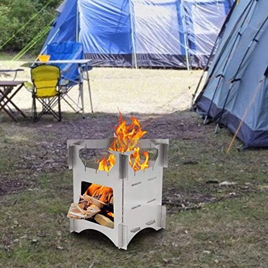 Dailygoods- Campingkachel Roestvrij Staal - Opvouwbare Houtkachel - Draagbare Kachel - Voor Buiten - Kamperen/Wandelen - Superventilatie van Dailygoods — afbeelding 2