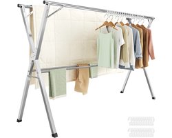Seth Select Luxe Uitschuifbaar Droogrek - Inklapbaar Kledingrek voor Binnen en Buiten – Opvouwbaar Wasrek - Grijs