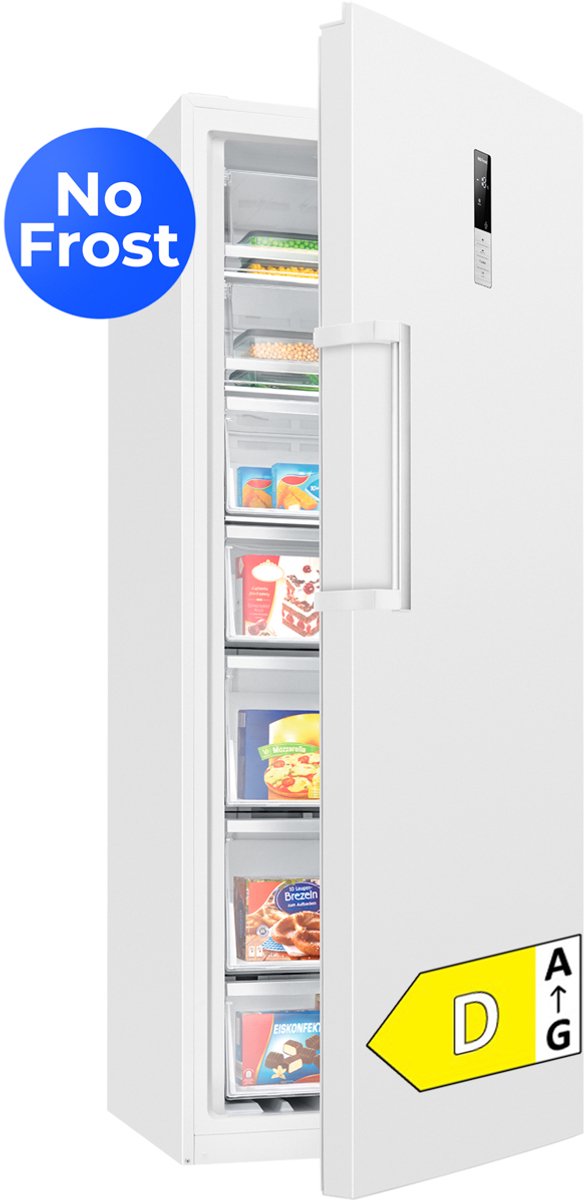 Bomann GSVS 7365 – Grote Vrijstaande Vriezer ook als Koelkast te gebruiken – Total No Frost - 380 liter inhoud - 186 cm hoog – 70 cm breed – Wit – Energieklasse D