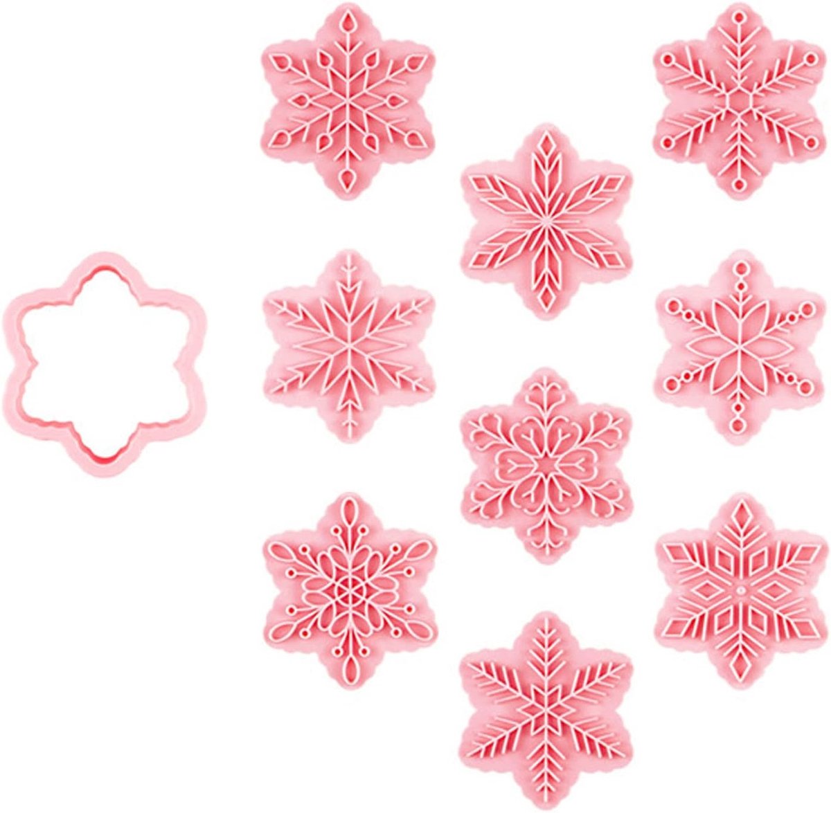 Set van 9 kerstvormpjes voor koekjes in sneeuwvlokvorm, leuk baksetje voor kinderen en feestelijke baksels
