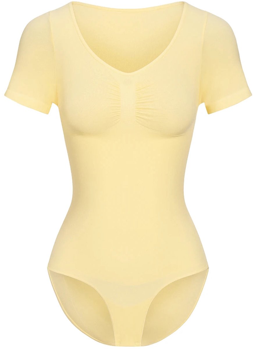 cfab by creamy fabrics Creamy Fabrics - T-Shirt Sculpting Shapewear Bodysuit Met Slip - Anti-Zweet - Ultra Zacht - Comfortabel - Sculptend - Perfecte Pasvorm - Babygeel -