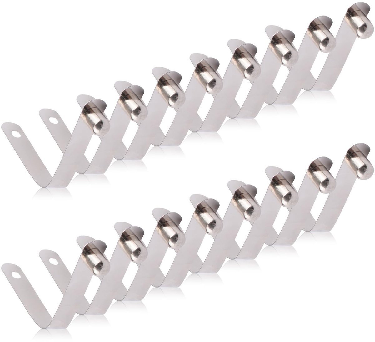 Dailygoods- Veerklemmen 16 Stuks - Roestvrij Staal - Voor Tentstokken/Kajakpeddels - Eenvoudige Installatie - Stevig en Duurzaam - 48 mm Lengte - Klemmen