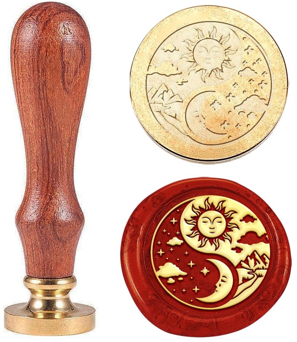 Dailygoods- Waszegel Vintage - Messing Kop - Houten Handvat - 25 mm - Decoratie voor Enveloppen - Perfecte Afdichting - Zegel