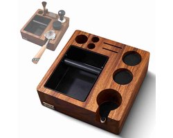 Dailygoods- Espresso-stopstation Professioneel Ontwerp - Koffie Organiser - Walnoothout - Antidrukpadstandaard - Verstelbare Hoogte - Comfortabel en Stabiel - Koffie-organizer