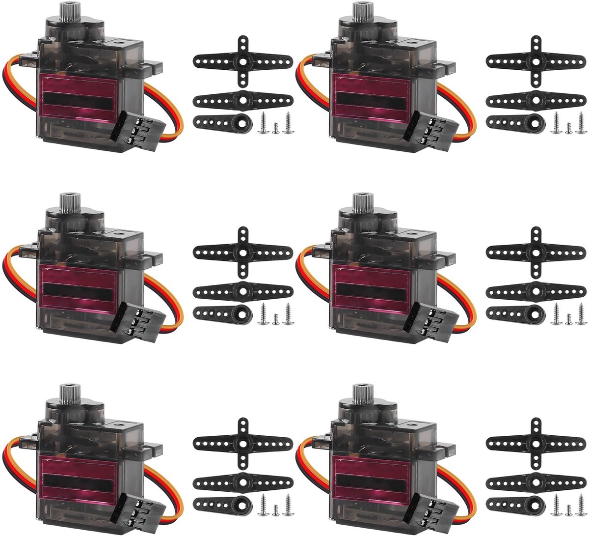 Dailygoods- Servomotor 6 Stuks - Micro-servomotor - Volmetalen Versnellingsbak - 180 Graden Bestuurbare Hoek - Lichtgewicht - Compatibel met Arduino - Mini Motor