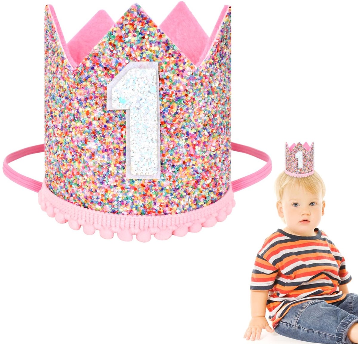 Dailygoods- Verjaardagskroon 1 Jaar - Feesthoedjes - Haarband