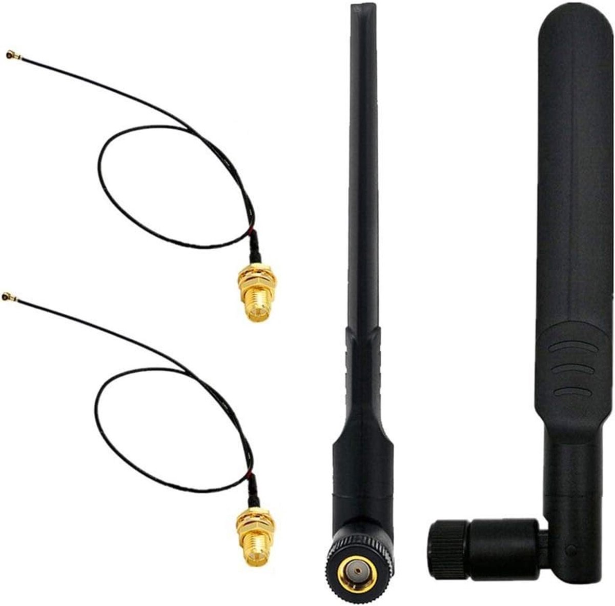Set van 2 8dBi Dual Band WiFi Antennes voor 2.4GHz en 5GHz met 20cm IPEX naar RP-SMA Pigtail Kabel voor NGFF en M.2 3G/4G Kaarten