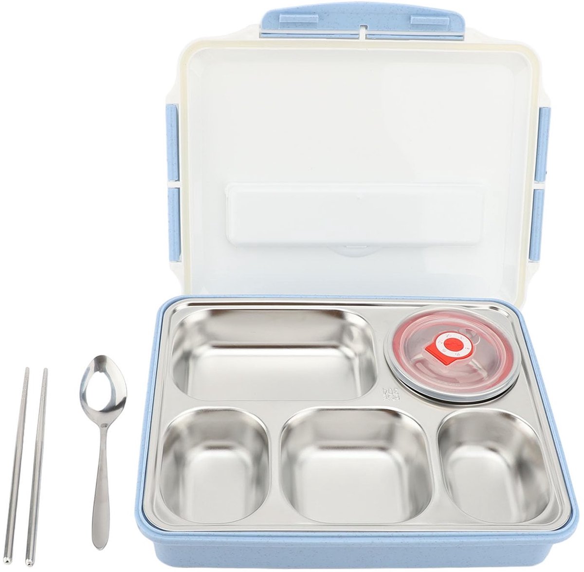 - Geïsoleerde Lunchbox - Roestvrijstalen - Lekvrije - Draagbare - Thermische Voedselcontainers - Soep Kom - Eetstokjes - Opslagcontainer - Afdichtingsprestaties - Geschikt voor - Diverse Kleuren en Maten - 5 Compartimenten.