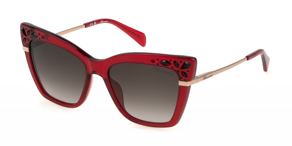 Blumarine SBM834S Rosso trasparente lucido 55/17/135 WOMAN Zonnebrillen