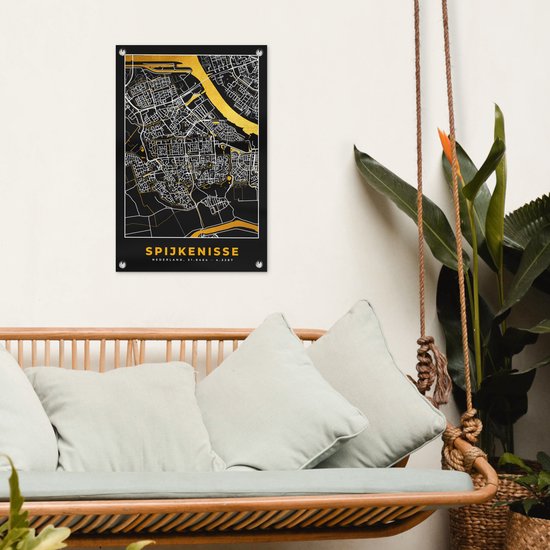 Carte Décoration Décoration de jardin - Spijkenisse - Or - Zwart - 40x60 cm - Affiche Jardin - Toile Jardin