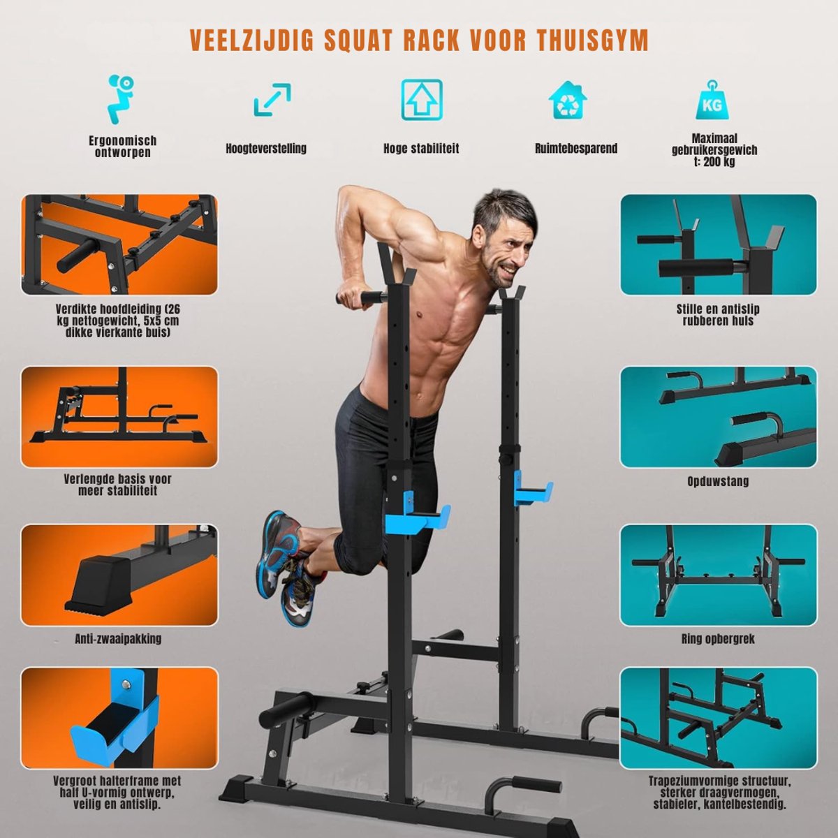 RONN® Squat Rack - Squat Wedge - Power Rack - Zwart - 107cm x 102cm x 145cm thumbnail 4