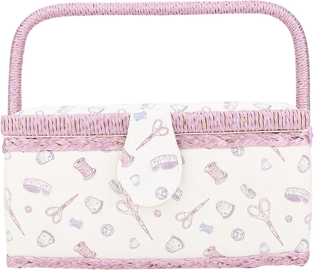 Vintage Extra Large Naaikorf voor Handwerk, Naalden, Garens en Accessoires - Ideale Opbergoplossing voor Creatieve Projecten